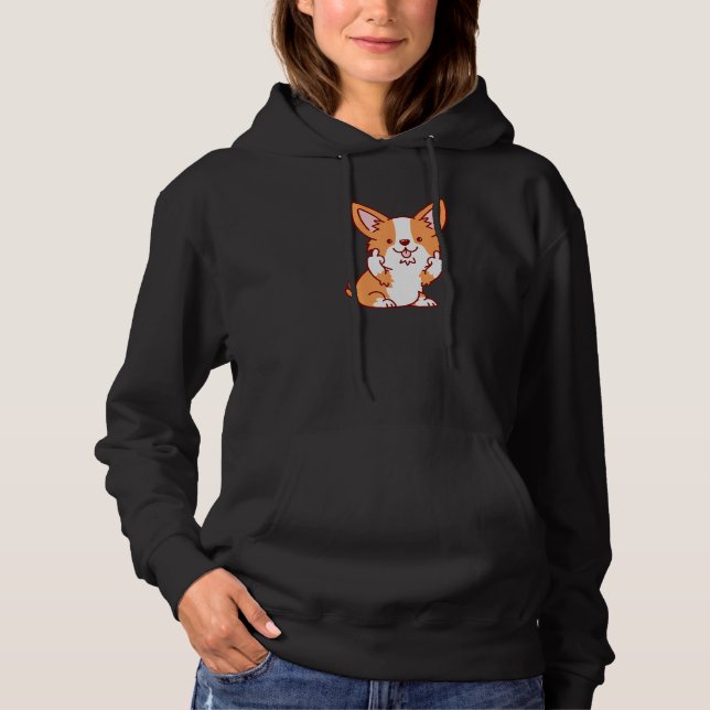 Pull À Capuche Cute Corgi Chien animal vous renversant du milieu  (Devant)