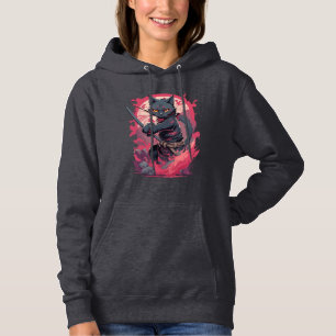 Pull À Capuche Cute Fire Splash Noir Ninja Chat Guerrier