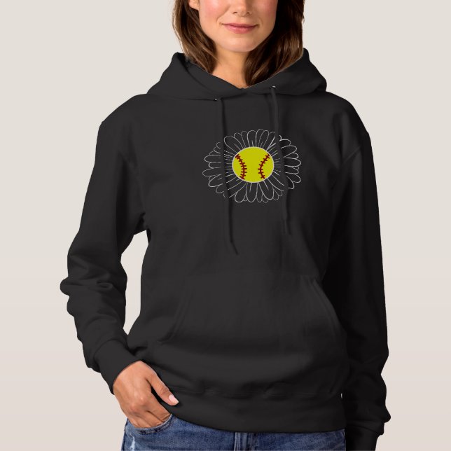 Pull À Capuche Cute Fleur Daisy Softball Maman (Devant)