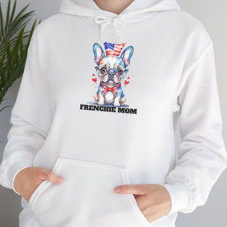 Pull À Capuche Cute French Bulldog American Flag with Hearts