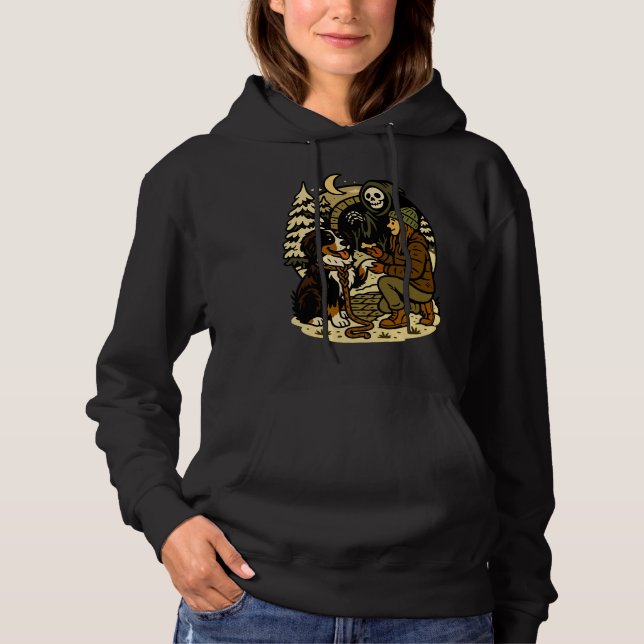 Pull À Capuche Cute Grim Reaper Girl and Dog Spooky Forest Night (Devant)