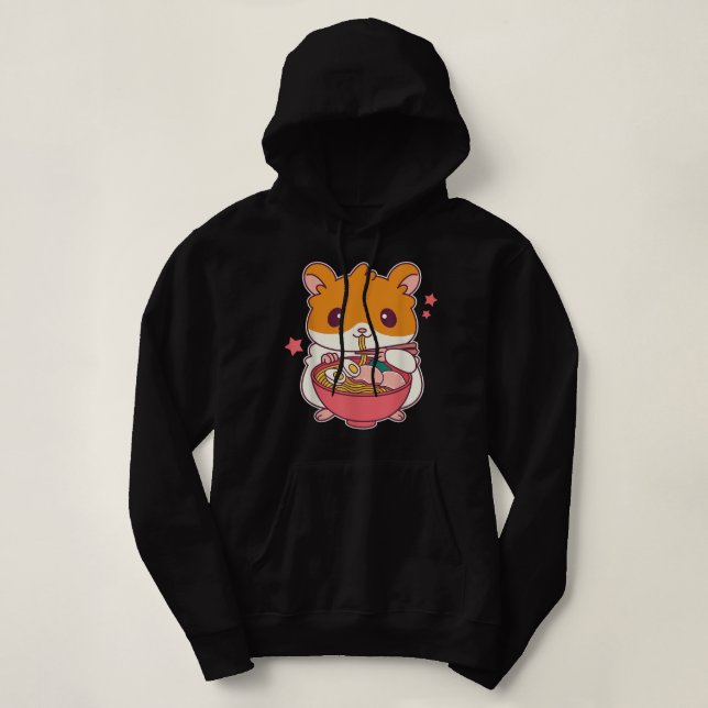 Pull À Capuche Cute Hamster Manger Ramen Hamster Amateurs (Design devant)