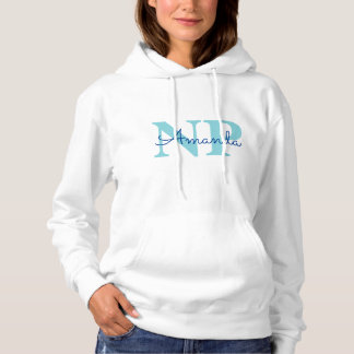 Pull À Capuche Cute Ice Blue Snowflake Nom personnalisé NP Nurse