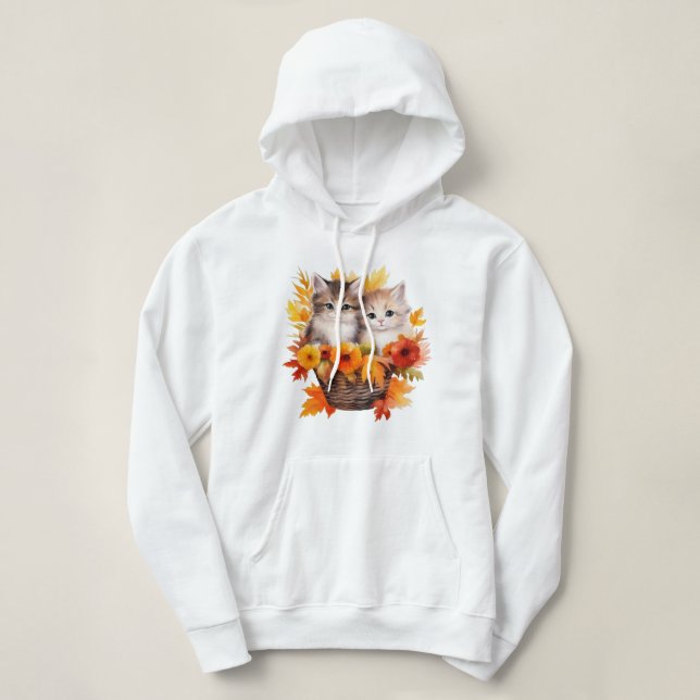Pull À Capuche Cute Kittens chats personnalisés en panier (Design devant)