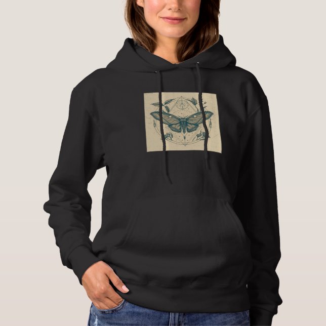 Pull À Capuche Cute Moth Butterfly Moon Illustration Flowers Wome (Devant)