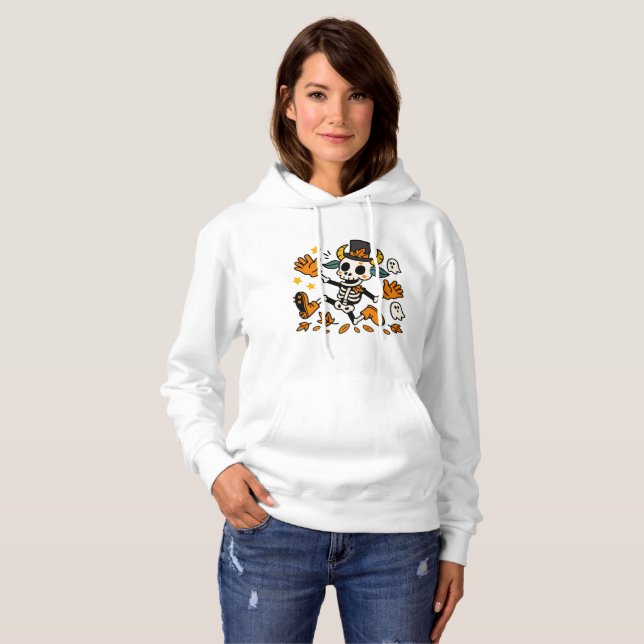 Pull À Capuche Cute Spooky Skeleton Goat with Top Hat T-Shirt (Devant entier)