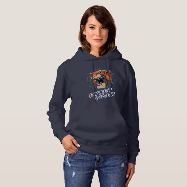 Pull À Capuche Cyber Tiger | Femmes (Devant entier)