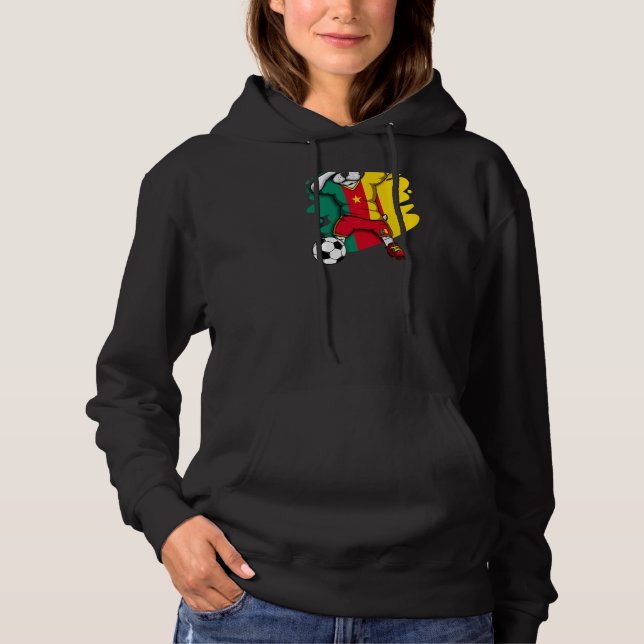 Pull À Capuche Dabbing French Bulldog Cameroun Soccer Fans Jersey (Devant)