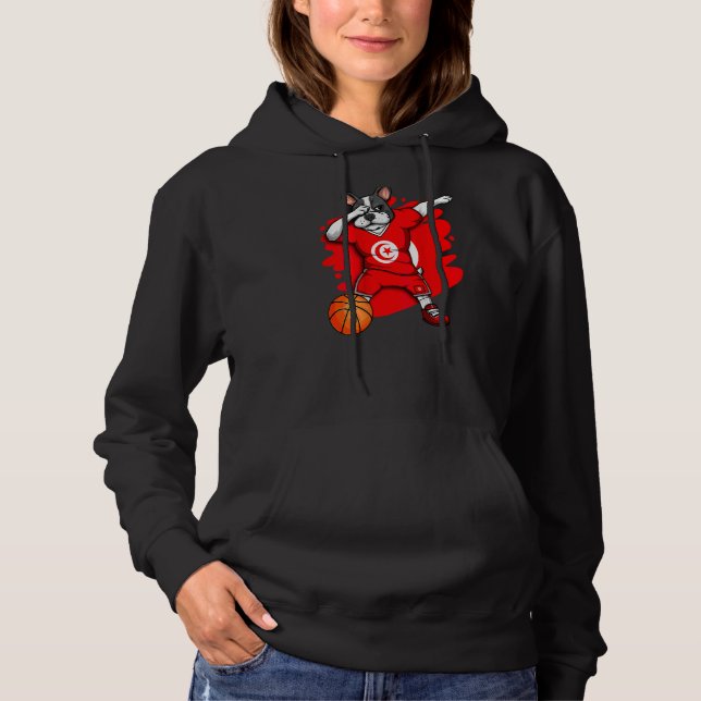 Pull À Capuche Dabbing French Bulldog Tunisia Basketball Fan Jers (Devant)