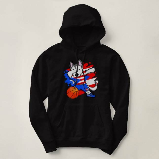 Pull À Capuche Dabbing Husky Porto Rico Fans de basket Jersey S (Design devant)