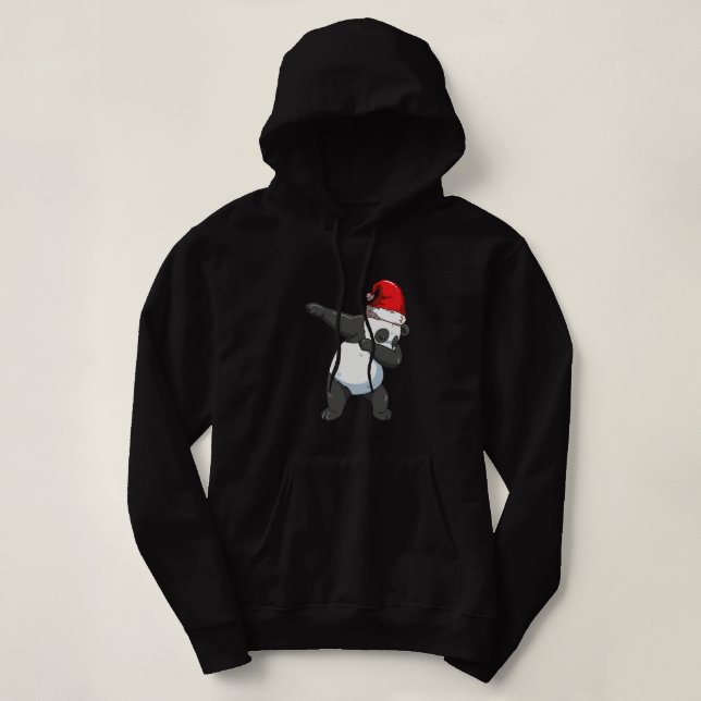 Pull À Capuche Dabbing Panda Chapeau de Père Noël Mignon Panda Ou (Design devant)