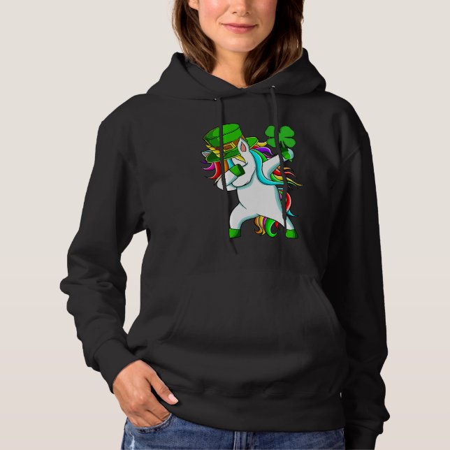 Pull À Capuche Dabbing Unicorn Happy St Patrick's Day Lucky Shamr (Devant)