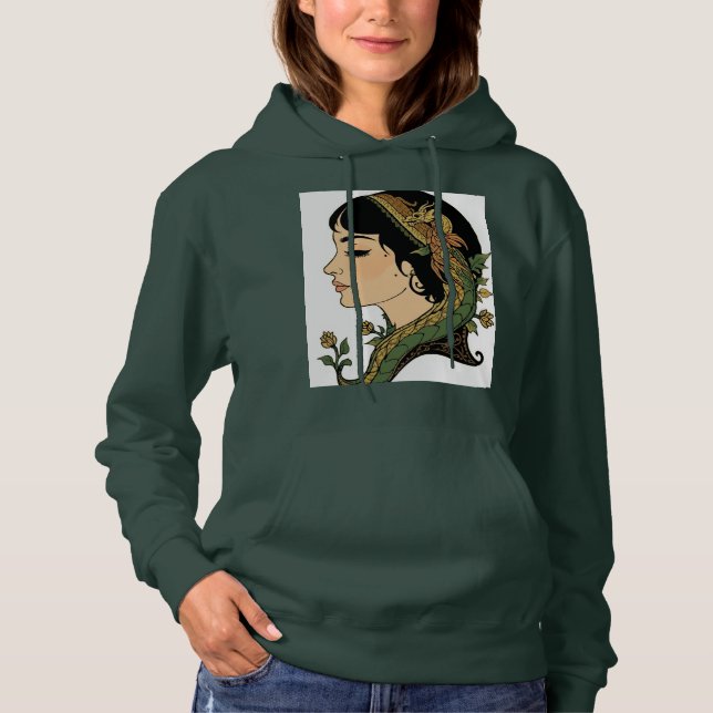 Pull À Capuche Dame aux cheveux de dragon – Femme de fantaisie pe (Devant)
