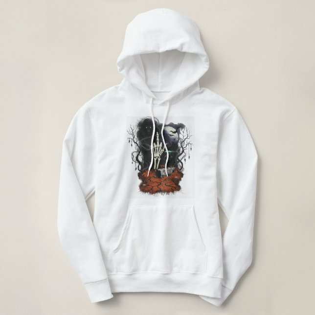Pull À Capuche Dark Academia Gothic Crop Hoodie | Edgy Skeleton  (Design devant)