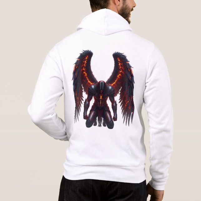 Pull À Capuche Dark Fantasy Fallen Angel Hoodie with Fiery Wings  (Dos)