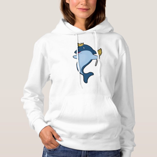 Pull À Capuche Dauphin roi avec le personnel et la Couronne (Devant)