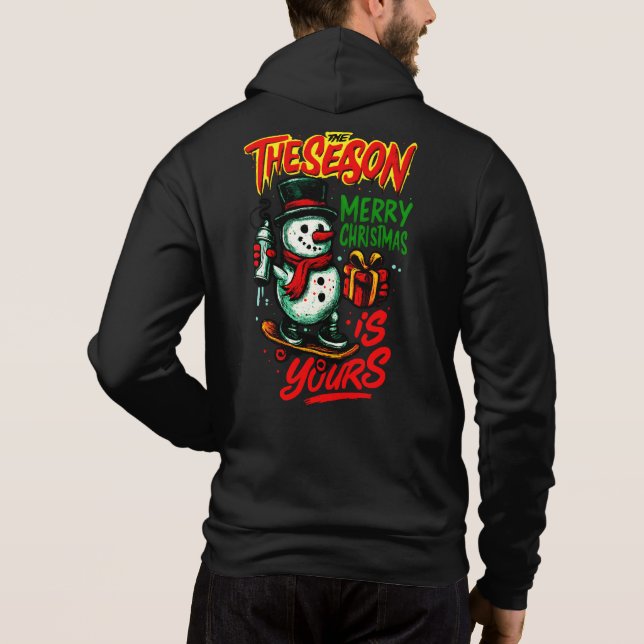Pull à capuche de Noël pour hommes Premium Snowman (Dos)