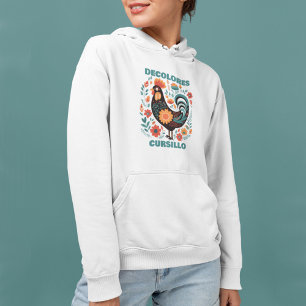 Pull À Capuche DeColores Cursillo Art Populaire Coq Noir Foi 