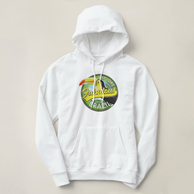 Pull À Capuche Découvrez le logo fabuleux du Brésil (Design devant)