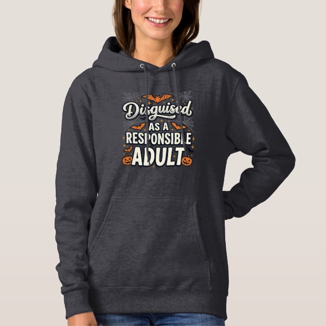 Pull À Capuche Déguisé en vecteur Halloween d'adulte responsable (Devant)