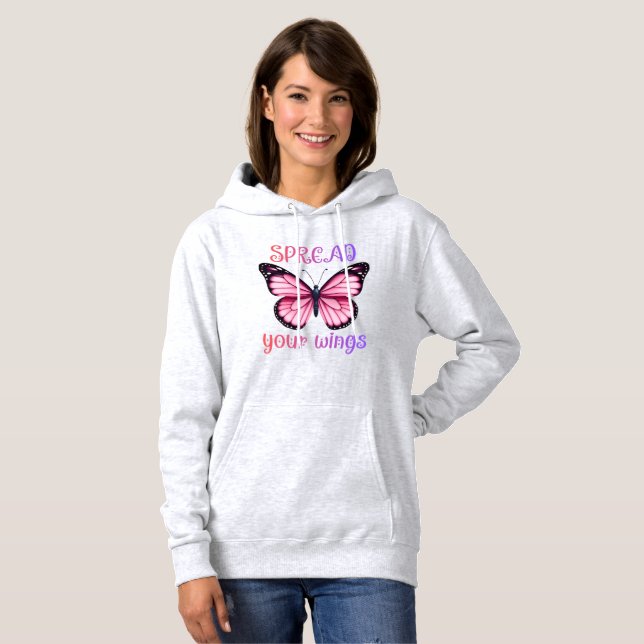 Pull À Capuche Déployez Vos Ailes – Papillon Inspirant  (Devant entier)