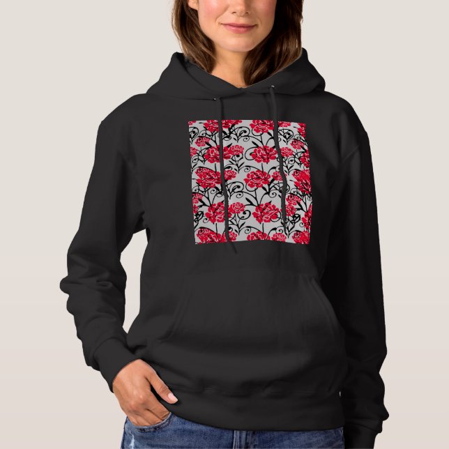 Pull À Capuche Design Motif d'illustrations de rose rouge (Devant)