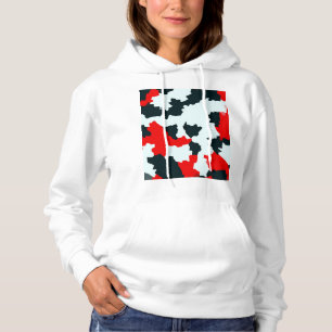Pull À Capuche Design Motif noir rouge fractal
