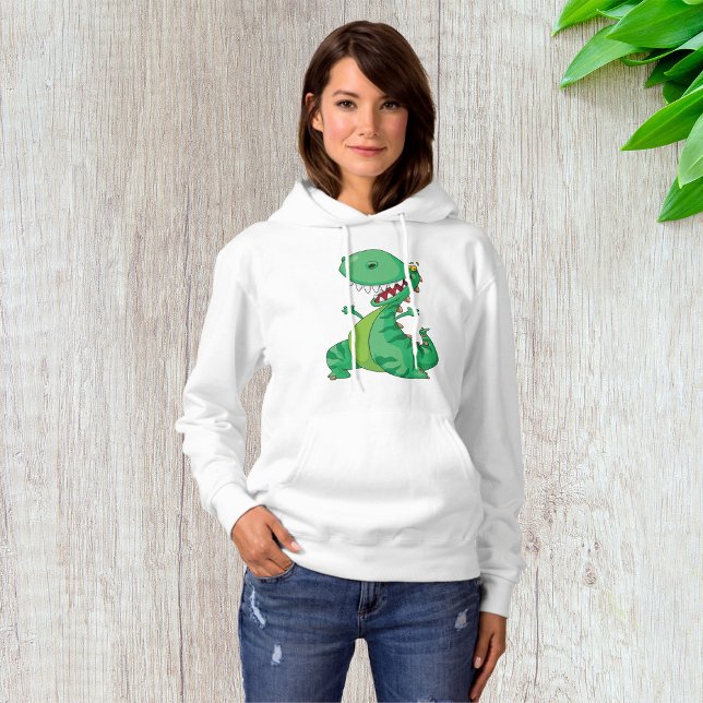 Pull À Capuche Dessin animé drôle de dinosaure T-Rex rugissant (Créateur téléchargé)