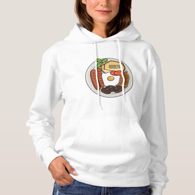 Pull À Capuche dessin animé du petit-déjeuner anglais (Devant)