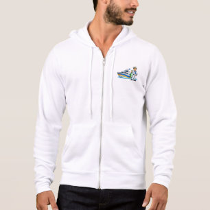 Pull À Capuche Dessin animé Marin avec yacht et poisson Art nauti