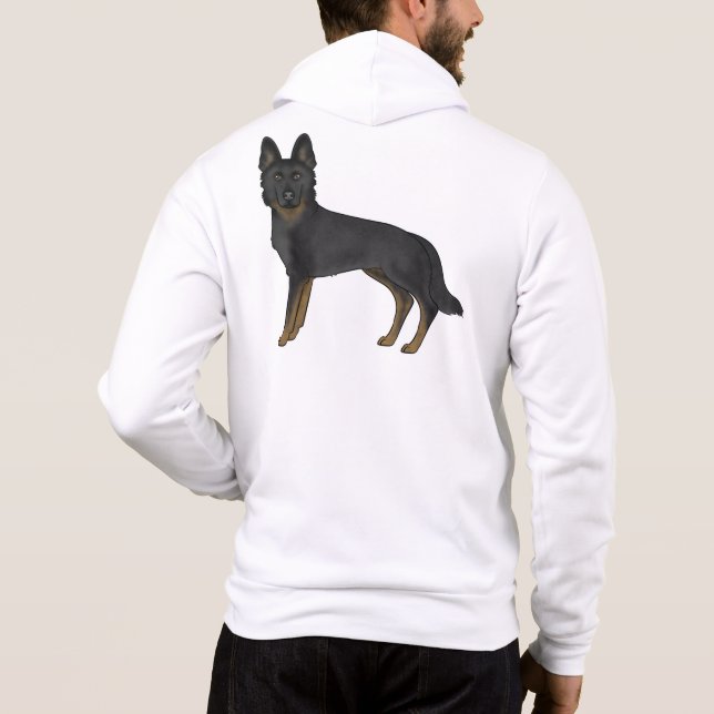 Pull À Capuche Dessin de Berger Allemand Bi-Noir Dessin de Chien  (Dos)