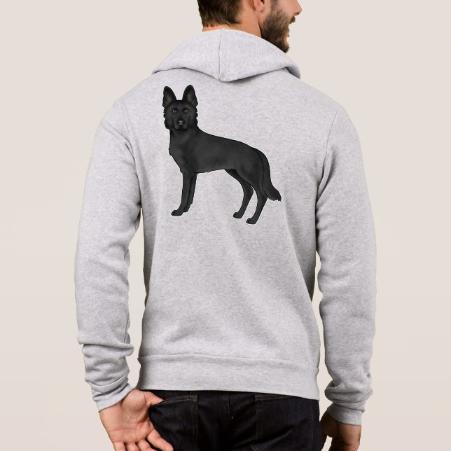 Pull À Capuche Dessin de berger allemand noir GSD Chien Design (Dos)