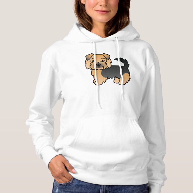 Pull À Capuche Dessin de chien de bande dessinée Norfolk Terrier  (Devant)