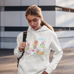 Pull À Capuche Dessin humoristique de dame aux chats Chaton migno