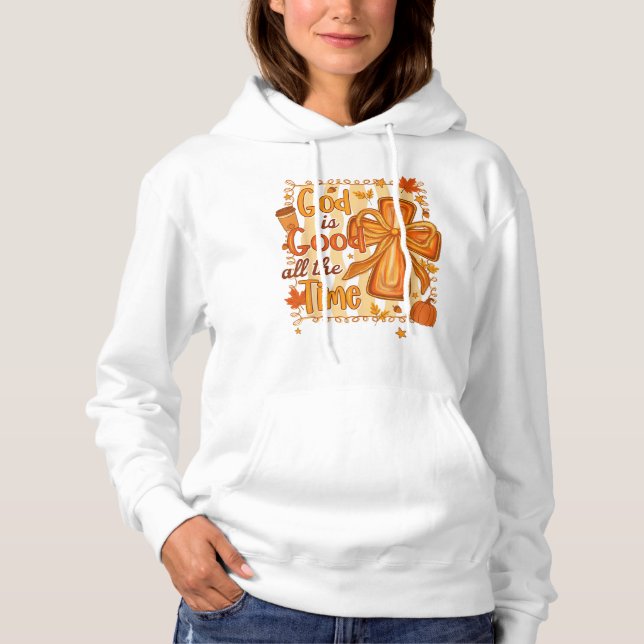 Pull À Capuche Dieu Est Bon Tout le Temps – Citrouille & Nœud Aut (Devant)