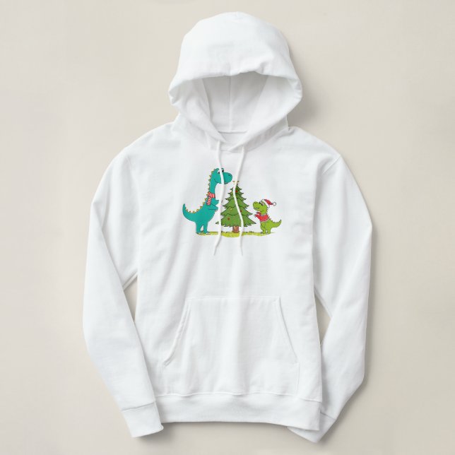 Pull À Capuche Dinosaures célébrant Noël (Design devant)