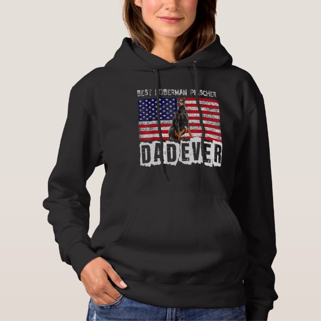 Pull À Capuche Doberman Pinscher Papa Américain Drapeau Propriéta (Devant)