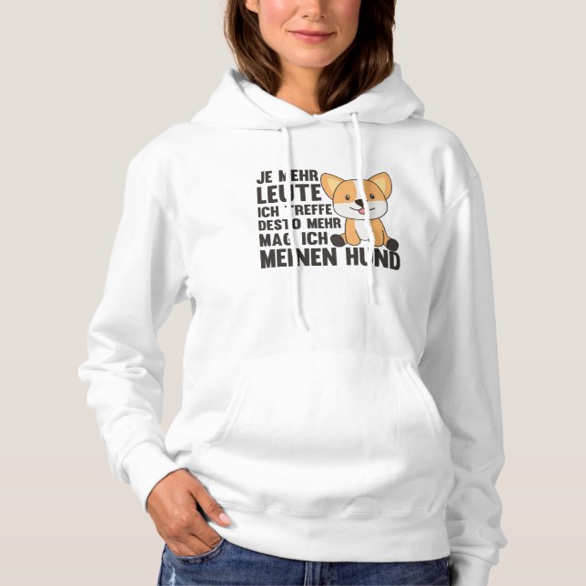 Pull À Capuche Dog Corgi n'aime pas les gens, mignons chiens (Devant)