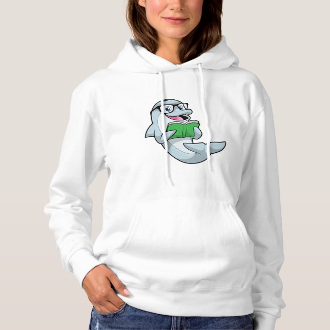 Pull À Capuche Dolphin Nerd avec lunettes et livre (Devant)