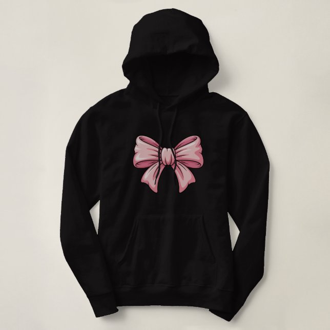 Pull À Capuche Doudoune à capuche à noeud rose esthétique Coquett (Design devant)