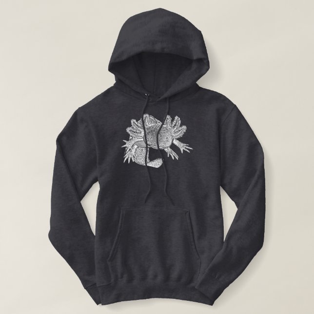 Pull À Capuche Doudoune Axolotl - BLANC (Design devant)