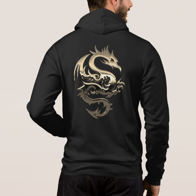 Pull À Capuche Dragon métal d'or (Dos)