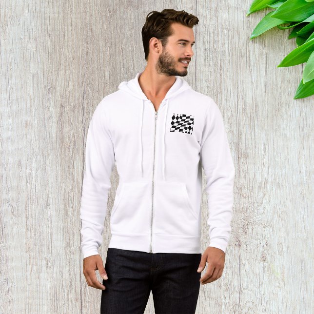 Pull À Capuche Drapeau À damiers Noir Et Blanc Mens Full Zip (Créateur téléchargé)