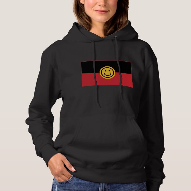 Pull À Capuche Drapeau aborigène australien avec visage sourire (Devant)