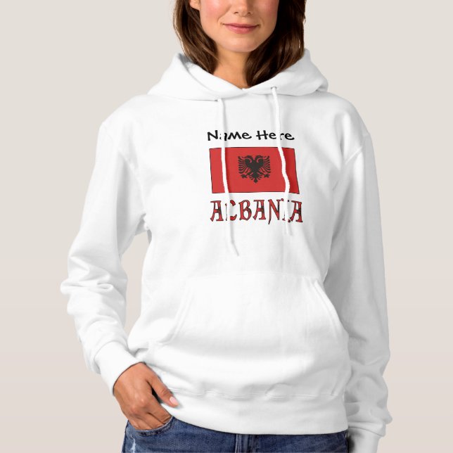 Pull À Capuche Drapeau albanais personnalisé d'Albanie  (Devant)