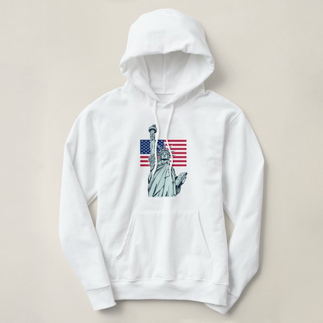 Pull À Capuche Drapeau américain avec Lady Liberty Sweatshirt (Design devant)
