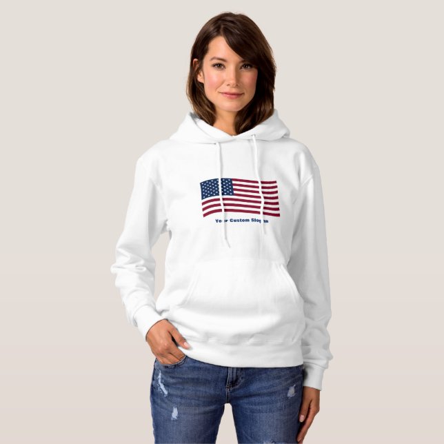 Pull À Capuche Drapeau américain avec slogan personnalisé (Devant entier)