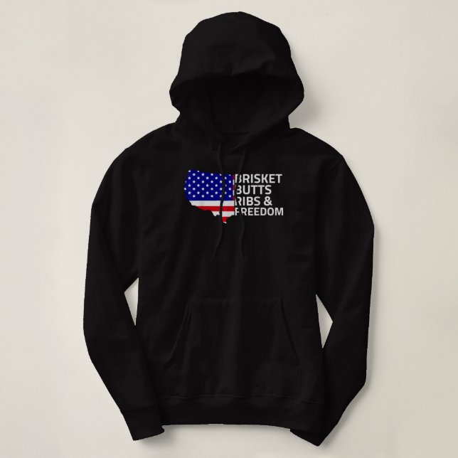 Pull À Capuche Drapeau américain Brisket Buttes côtes et Freedom  (Design devant)