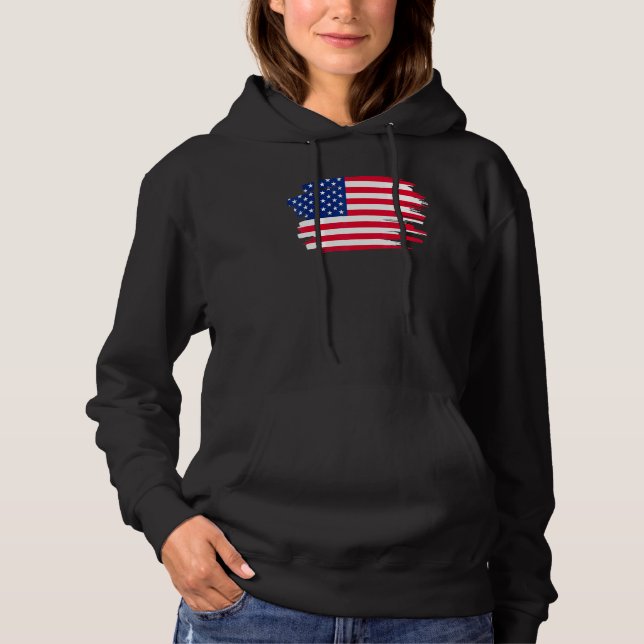 Pull À Capuche Drapeau Américain Patriotique Pour Nous Hommes Fem (Devant)