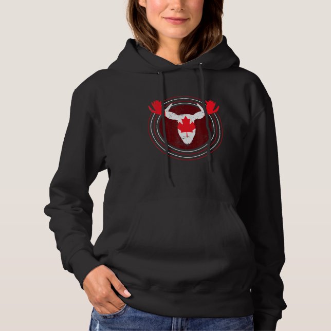 Pull À Capuche Drapeau canadien Maple Leaf Moose Animal Canada (Devant)